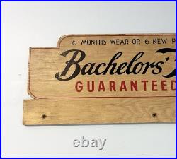 Vintage Bachelors' Friend Guaranteed Sox Store Display Advertising Wood Sign