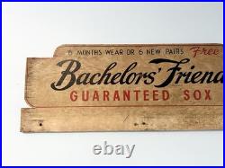 Vintage Bachelors' Friend Guaranteed Sox Store Display Advertising Wood Sign