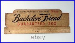Vintage Bachelors' Friend Guaranteed Sox Store Display Advertising Wood Sign Vintage Bachelors' Friend Guaranteed Sox Store Display Advertising Wood Sign