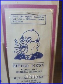 Vintage Bitter Picks Novelty Toy Joke Gag Gift Old Store Display 10.5X 5