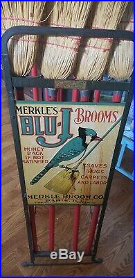 Vintage Blu-J Brooms Merkle Broom Co. Authentic broom rack
