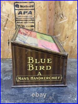 Vintage Blue Bird Mans Handkerchief Tin Litho Advertising Display Men's Clothing