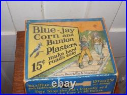 Vintage Blue Jay Corn Plasters Cardboard 2 Drawer Store Display