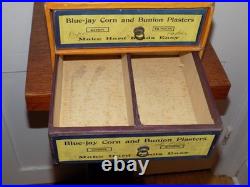 Vintage Blue Jay Corn Plasters Cardboard 2 Drawer Store Display