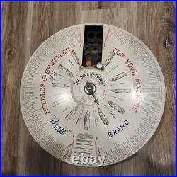 Vintage Boye Needle Co. Revolving Display Case with 78 Tubes, needles, & shuttles