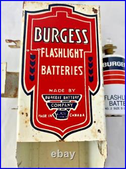 Vintage Burgess Flashlight Battery Advertising Sign Tin Store Display Tester CA