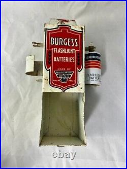 Vintage Burgess Flashlight Battery Advertising Sign Tin Store Display Tester CA