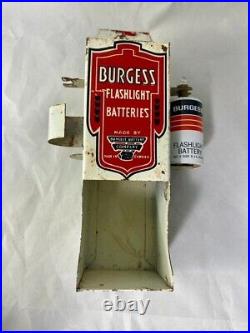 Vintage Burgess Flashlight Battery Advertising Sign Tin Store Display Tester CA