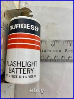 Vintage Burgess Flashlight Battery Advertising Sign Tin Store Display Tester CA