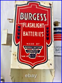 Vintage Burgess Flashlight Battery Advertising Sign Tin Store Display Tester CA