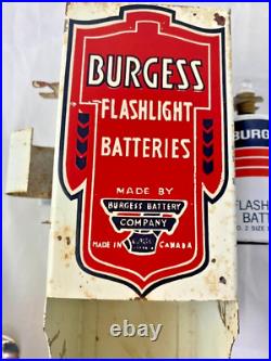 Vintage Burgess Flashlight Battery Advertising Sign Tin Store Display Tester CA