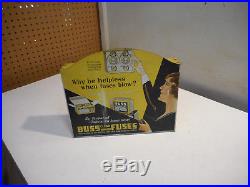 Vintage Buss Clear Window Fuses Hardware Store Display 1920s-1930s Metal Sign