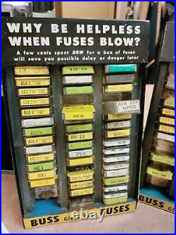 Vintage Buss Glass Fuses Metal Counter Display