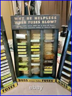 Vintage Buss Glass Fuses Metal Counter Display