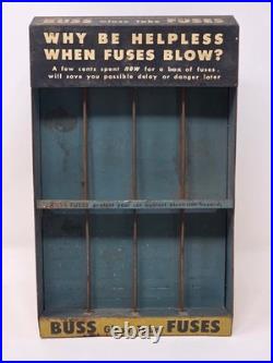 Vintage Buss Glass Tube Fuses Metal Counter Display Rack Advertising Sign