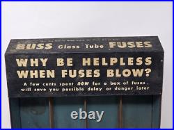 Vintage Buss Glass Tube Fuses Metal Counter Display Rack Advertising Sign