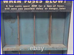 Vintage Buss Glass Tube Fuses Metal Counter Display Rack Advertising Sign