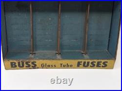 Vintage Buss Glass Tube Fuses Metal Counter Display Rack Advertising Sign