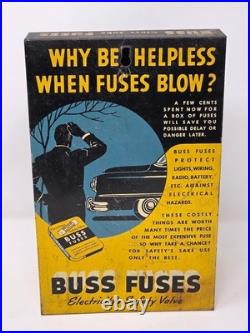 Vintage Buss Glass Tube Fuses Metal Counter Display Rack Advertising Sign