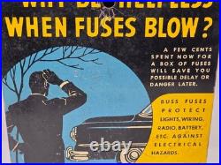 Vintage Buss Glass Tube Fuses Metal Counter Display Rack Advertising Sign