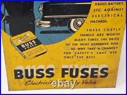 Vintage Buss Glass Tube Fuses Metal Counter Display Rack Advertising Sign