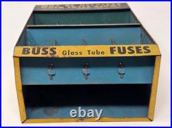 Vintage Buss Glass Tube Fuses Metal Counter Display Rack Advertising Sign