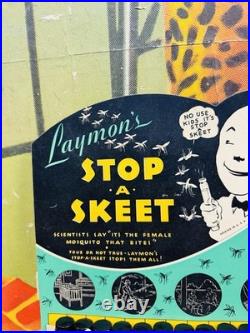 Vintage C. 1930 Laymons Stop A Skeet Store Display Sign Mosquitos General Store