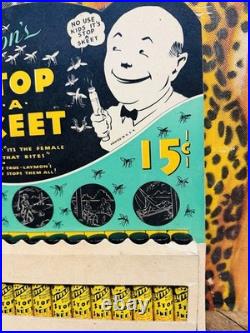 Vintage C. 1930 Laymons Stop A Skeet Store Display Sign Mosquitos General Store