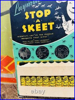 Vintage C. 1930 Laymons Stop A Skeet Store Display Sign Mosquitos General Store