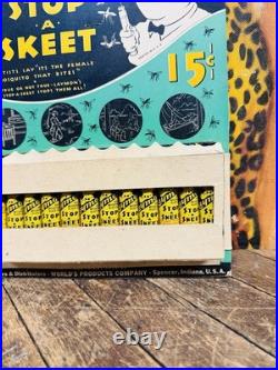 Vintage C. 1930 Laymons Stop A Skeet Store Display Sign Mosquitos General Store