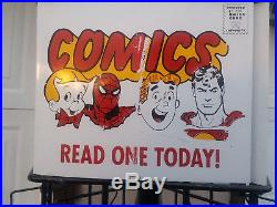 Vintage COMIC BOOK RACK SPINNER Metal Store Display Marvel DC Comics Spider-man