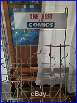 Vintage COMIC BOOK non spinner RACK Metal Store Display BEST Marvel DC Comics