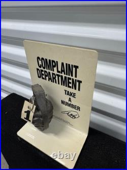 Vintage COMPLAINT DEPARTMENT DUMMY GRENADE TAKE ANUMBER COUNTER TOP DISPLAY SIGN