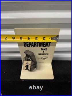 Vintage COMPLAINT DEPARTMENT DUMMY GRENADE TAKE ANUMBER COUNTER TOP DISPLAY SIGN
