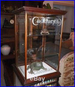 Vintage Cadbury Chocolate Wooden & Glass Counter Top Display Case