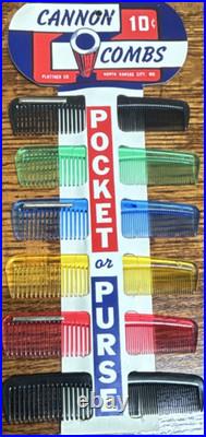 Vintage Cannon Multicolored Combs 10¢ pocket or purse comb store display cards