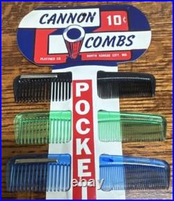 Vintage Cannon Multicolored Combs 10¢ pocket or purse comb store display cards