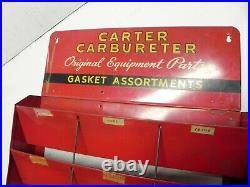 Vintage Carter Carburetor Original Gasket Display Cabinet with175 1950s Carb Kits