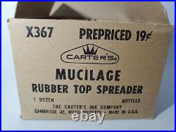 Vintage Carter's. 19 cent Mucilage Glue Jar 12 Glass Bottles Full Display RARE