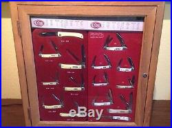 Vintage Case Pocket Knife Store Display Cabinet with 15 Knives
