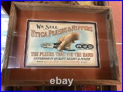 Vintage Celluloid Advertising Utica Pliers & Nippers Sign Killer Color Graphics