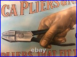 Vintage Celluloid Advertising Utica Pliers & Nippers Sign Killer Color Graphics