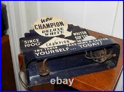 Vintage Champion Deluxe White Light Bulb Tin Counter Display