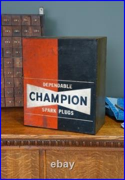 Vintage Champion Spark Plug Service Station Oil Parts Auto Cabinet sign metal