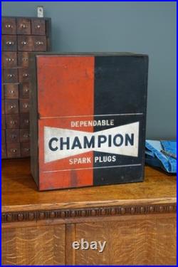 Vintage Champion Spark Plug Service Station Oil Parts Auto Cabinet sign metal