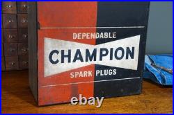 Vintage Champion Spark Plug Service Station Oil Parts Auto Cabinet sign metal
