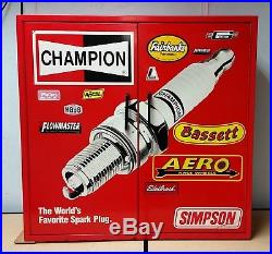 Vintage Champion Spark Plugs Metal Service Station Cabinet Store Display