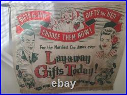 Vintage Christmas Advertising Store Display Banner RARE