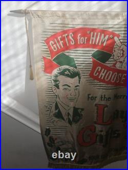 Vintage Christmas Advertising Store Display Banner RARE