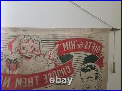 Vintage Christmas Advertising Store Display Banner RARE